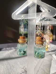 Gorgeous handmade earrings that will give just the right amount of wow-factor. Every stone, jar, flower, herb,  or any ingredient is always cleansed before assembling. A clear mind and positive intentions fill the space while building. Wish Jar, Jar Earrings, Witchy Earrings, Positive Intentions, Magic Bottles, Spell Jar, Bottle Earrings, Clear Mind, Ear Wire