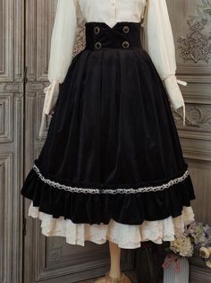 ❤︎ Rose Humanoid Lolita Bell Bet Elegant High Waist Fish Bodh Skirt [Reservation Product]❤︎ Black Xs, Costume Design, Winter Collection, Summer Collection, Herringbone, High Waist, Velvet, High Waisted, Plus Size