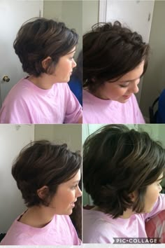 Wispy Pixie Cut, Short Hair Wavy, Caramel Hair Color Ideas, Caramel Hair Color, Before And After Pics, Hair Color Caramel, Short Hairdos