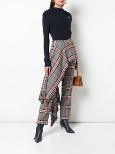 Plaid Trousers, Fitted Jumper, Casual Day Dresses, Slim Trousers, Knitwear Design, Denim Design, Work Wardrobe, Slim Fit Pants, Fabulous Fashion