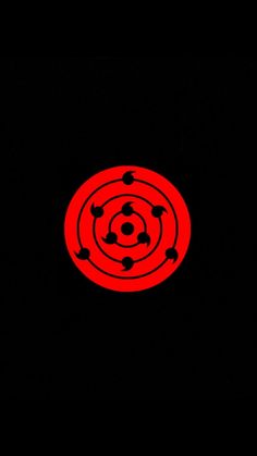 a red circle on a black background