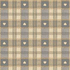 a checkered fabric with hearts on the front and back, as well as two smaller hearts