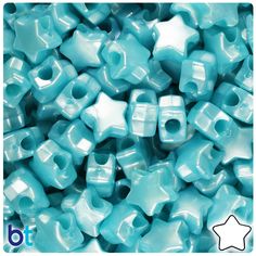 blue glass beads with white stars on them