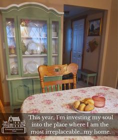 a dining room table with bread on it and a quote about the year i'm investing my soul into the place where i am the most irreplaceable