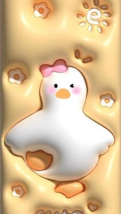 a white chicken with a pink bow on it's head