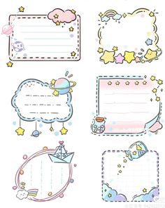 a set of cute baby items with space and stars on the side, including an envelope,