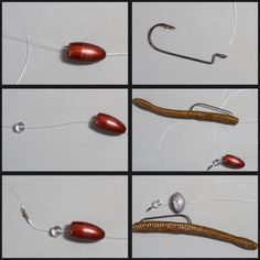 several pictures of different types of fishing lures and hooks, including one with a fish hook