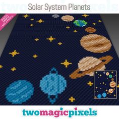 an image of a rug with planets and stars on it