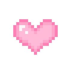 a pixel heart is shown in pink on a white background