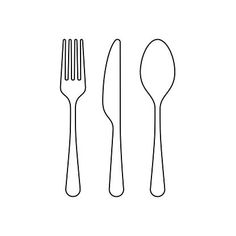 two forks and spoons on a white background, one is drawn with black ink