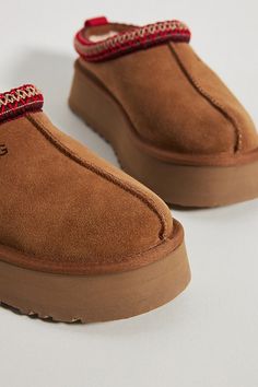 Suede upper Upcycled wool, lyocell insole EVA sole Slip-on styling Imported | ® Tazz Platform Slippers by UGG in Yellow, Women's, Size: 9, Wool/Lyocell/EVA at Anthropologie Ugg Tasman Slippers, Ugg Style, Cozy Boots, Ugg Tasman, Uggs Outfit, Kawaii Style