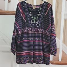 New Art And Soul Boho Bohemian Top Tunic Size Medium Lightweight Multicolor Brand New Without Tag Pretty Shirt Reasonable Offers Accepted Inventory# D583 Measurements Approx Length 29" Chest 19" Plus Size Bohemian, Bohemian Top, Pretty Shirts, Bohemian Tops, Boho Bohemian, Blue Purple, Female Art, New Art, Blue And Purple