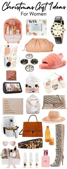 a collage of women's accessories and handbags with text that reads christiana gift ideas for women