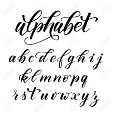 the alphabet and numbers are handwritten in cursive writing