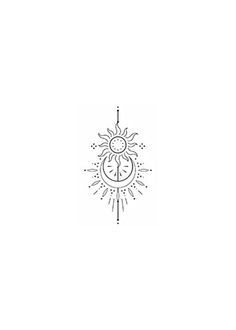 a black and white drawing of the sun and moon