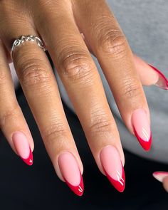 Wine 🍷 frenchies🍷🫦 #dovenailsbysharon Black And Wine Nails, French Tip Dip Nails, Red French Tip Nails Almond, Overlay Ideas, Nail Guide, Rave Nails, Feet Nail Design, Gel Overlay, Short Gel Nails