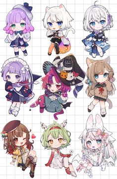 cr: “kuno_on”on twitter Paint Brush Drawing, Brush Drawing, Cute Anime Chibi, Anime Outfits, Character Concept, Anime Chibi