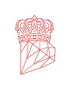 a red line drawing of a crown