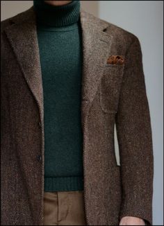 Brown Tweed Blazer, Green Turtle, Outfit Chic, Stylish Mens Outfits, Mens Winter Fashion, Ivy League, Men Fashion Casual Outfits, Fashion Suits