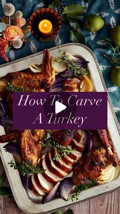 how to carve a turkey with onions, carrots and other vegetables on a platter