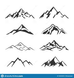 mountain icons set on white background