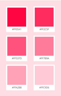 the different shades of pink and red are shown in this graphic style, with each color being