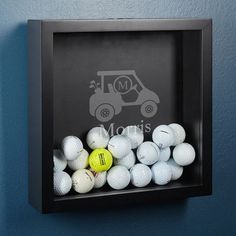 Custom Golf Cart Golf Ball Display Case Golf Ball Display Case, Golf Ball Holder, Golf Ball Displays, Golf Ball Gift, Golf Room, Golf Ball Crafts, Ball Display, Shadow Box Gifts, Custom Golf Carts