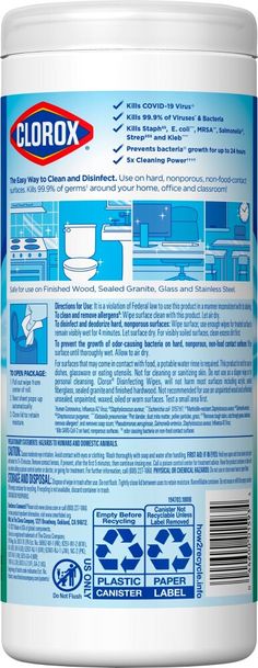 clorox wipes are used to clean kitchen surfaces and furniture, including cabinets