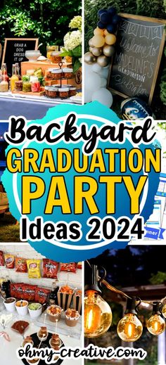 Graduation parties often take place in a backyard. Use these Backyard Graduation Party Ideas to pull off a successful grad party. Plus find additional graduation party planning ideas using the Ultimate Graduation Party Ideas Planning Guide.\n\n Graduation Party Garden Theme, Grad Party Ideas Boys, Grad Party Keepsake Ideas, Graduation Senior Table Ideas, Table Centerpiece For Graduation Party, Party Decor With Cricut, Graduation Party Ideas Grad School, Photo Board Graduation Party, Graduation Party At Home Ideas