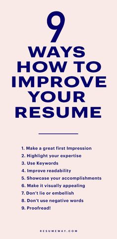 the 9 ways to improve your resume in 3 easy steps, including an info sheet