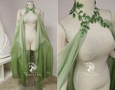 Firefly Path on Instagram: “🌿Vine Elven Cape🌿 This is a one-of-a-kind creation! Embroidered vine delicately grow around your neck with a cascade of ombre silk chiffon…” Leaf Cape, Fairytale Dress, Fairy Dress, Fantasy Clothing, Fantasy Fashion, Character Outfits