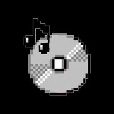 an image of a pixellated object in the middle of a black background with white and gray squares