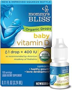 a bottle of baby vitamin d liquid next to it's box