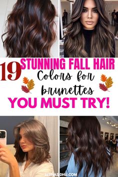 Discover 19 stunning fall hair colors for brunettes, including red, dark auburn, and reddish brown shades. Find your perfect autumn hair transformation with these unique fall hair color ideas! #FallHairColorForBrunettes #RedHair #DarkAuburn #ReddishBrown #UniqueFallHairColorForBrunettes Fall Hair Color Ideas For Dark Hair, Perfect Brunette Hair Color, Fall Hair Color For Brunettes Pale Skin, Fall Hair Color For Brunettes With Red, Hair Color Ideas For Fair Skin Brown Eyes, Highlights For Fall Brunettes, Brunette Hair Color With Highlights Reddish Brown Dark Auburn, Dark Brown Hair Ideas For Fall, Brunette Hair With Fall Highlights