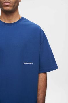 about:blank | estate blue/white boxy oversized t-shirt Happy Tshirt, Fit Logo, Puff Print, Boxing T Shirts, Blue Tee, White Box, Plain Tshirt, Oversized Silhouette, T Shirt Oversized