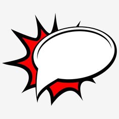 a red and white comic speech bubble