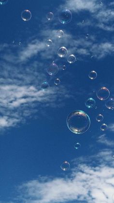 soap bubbles floating in the air on a sunny day