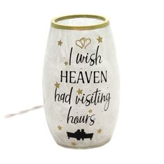 a wine glass that says i wish heaven had visiting hours with stars on the side