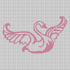 a cross stitch pattern with an image of a pink bird on it's back