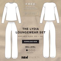 🎤 And just like that the Lydia Loungewear Set FREE sewing pattern becomes a #MoodSewciety favorite!  Featuring an oversized, crewneck sweatshirt paired with jogger sweats, Mood’s new athleisure ensemble is designed for ease and everyday comfort. Dress it up or down, while feeling proud! #IMadeThisMyself  Download now to start sewing yours! 🪡🧵  #MoodLydiaPattern #FreeSewingPattern #PDFPattern #Athleisure #MadeWithMood #SewingPatterns #ComfyOutfit #ILoveSewing #BeginnerSewingPattern Free Pajama Set Pattern, Athleisure Sewing Patterns, Free Sweater Sewing Pattern, Free Sweatshirt Sewing Pattern, Activewear Sewing Patterns, Lounge Wear Sewing Patterns, Diy Lounge Wear, Free Sewing Patterns For Women, Winter Sewing Patterns