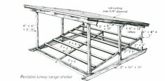 a drawing of a wooden structure with measurements for the top and bottom section, including two levels