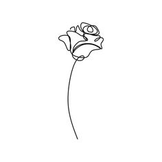 a black and white drawing of a single flower