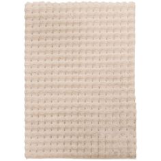 a beige rug with small squares on the bottom and one square in the middle, against a white background