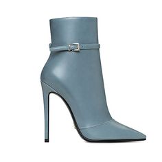 Blue Genuine Leather Ankle Strap Stiletto Ankle Boots Season: Autumn, Spring, Winter Style: High heel boots Outsole Material: Rubber Lining Material: microfabric Closure Type: Slip-On Boot Height: Ankle Upper Material: fabric Outsole: Rubber Stiletto Ankle Boots, Blue Ankle Boots, Fashion Shoes Heels, Cute Shoes Heels, Stunning Shoes, Slip On Boots, Beautiful Boots, Fashion Heels, Fabulous Shoes