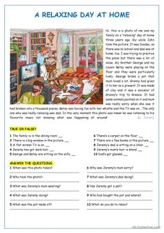 a reading day at home worksheet with pictures and text on the front page