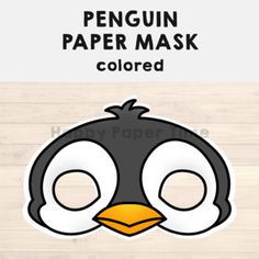 the penguin paper mask is colored with black and white