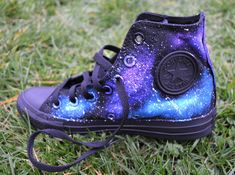 Painted Galaxy, Galaxy Outfit, Galaxy Converse, Galaxy Shoes, Galaxy Vans, Chuck Taylor Shoes, Black Monochrome