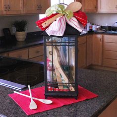 a kitchen scene with focus on the utensils