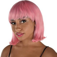 Here's a fresh take on the classic bob. This pink wig is a straight bob with flipped ends and long bangs that hit at the eyebrows. It's made to be styled with hair spray and cool hair tools. pbPink Bob Wig with Bangs product details:-b-p ul liOne size fits most teens and adults-li liWig cap recommended (sold separately)-li liSuitable for use with hair spray and cool styling tools-li liSynthetic fibers-li liDoes not include shirt-li -ul pbCare Instructions:-b-p ul liCool styling tools plastic cur Bob With Flipped Ends, Pink Bob Wig, Flipped Ends, Pink Bob, Bob Wig With Bangs, Cool Hair, Classic Bob, Got Party, Wig Party