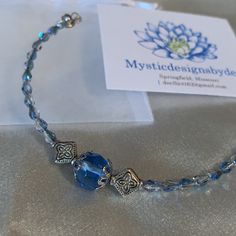 Stunning One-Of-A-Kind Swarovski Bracelet. This Bracelet Measures 7 Inches And Only One Of This Kind Was Made. Metal Bead Bracelet, Blue Gemstone Bracelet, Fendi Bracelet, Swarovski Crystal Bracelet, Swarovski Bracelet, Braided Leather Bracelet, Hinged Bracelet, Blue Gems, Charm Bangle